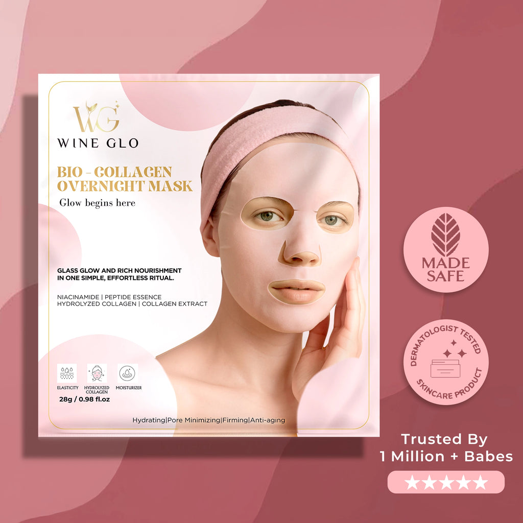 WineGlo Pink Bio Collagen Day & Night Face Mask For Anti-Aging & Hydrated Skin